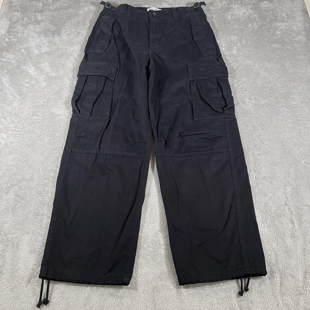 TNA Cargo Pants Womens 10 Black Wide Leg Baggy Drawstring Cuff Aritzia